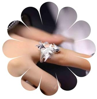 Xmsrn Vintage Drachenknöchelring, Silberner Drachenfingerring, Punk-Flugsaurierring, Gothic-Drachenhandring für Frauen