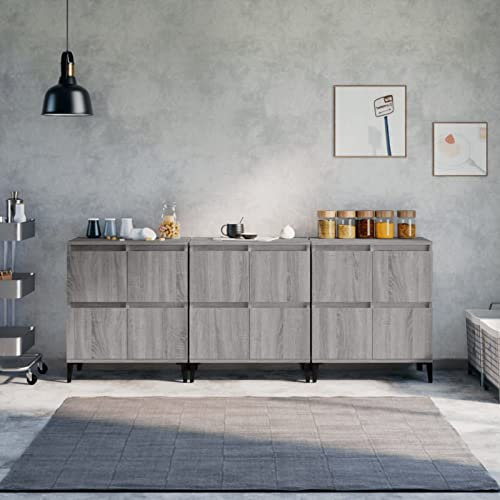Xichuzi Sideboards 3 STK. Grau Sonoma 60x35x70 cm Holzwerkstoff, Kommode Schlafzimmer, Kommoden & Sideboards, Wohnzimmerschrank, Flur Kommode, Zimmer Möbel - 3185781