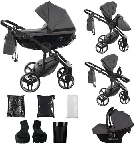 Junama Kinderwagen Diamond Basic 2in1 3in1 4in1 (03 - Grau, 3in1 mit Autositz)