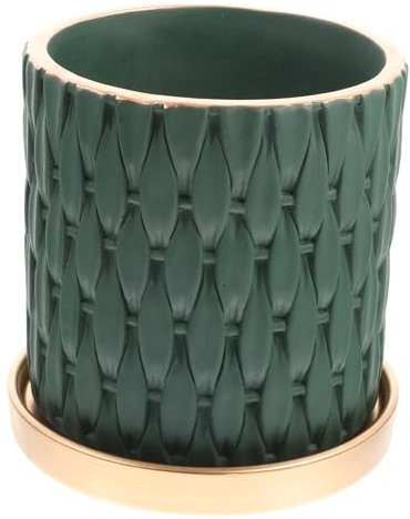 YARNOW Maceta para Plantas Suculentas para Interior Maceta De Cemento con Patrón Tejido Macetas De Jardín Y