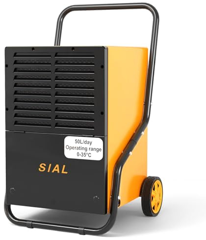 SIAL Industrial Dehumidifier 50L/Day for Home,221㎡,8.2L Water Tank | Powerful Dehumidifier for Flood Recovery, Mould & Damp,Grade Drying, Basement, Commercial,Workshop,for Laundry & Garage