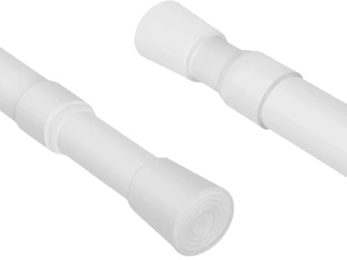 Curtain Poles 103-190cm Telescopic Tension Curtain Rail No Drill Adjustable Tension Rod Shower Rail Curtain Pole for Kitchen Cupboard Bathroom Window White