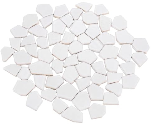 QUARKZMAN 500g/1.1LB Unregelmäßige Keramik Mosaikfliesen 2,3-4,2 cm Weiß | Großpackung Bunte Keramik Mosaikstücke Steine Mosaik Kits, für DIY Kunsthandwerk Projekte Wohnkultur