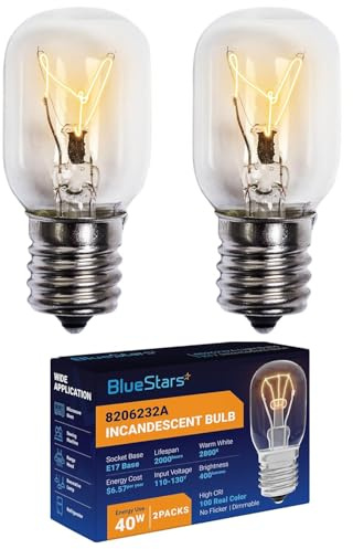 BlueStars 2 Packs 8206232A Microwave Oven Light Bulb 40W 125V E17 Base