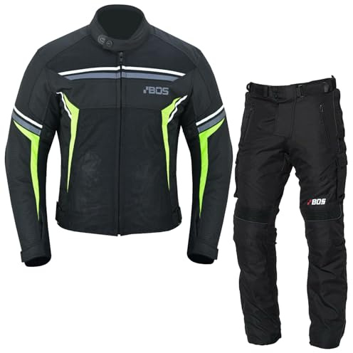 BOSmoto Herren Motorrad Textil Kombi,Sommer Motorradjacke + Hose Kombi,Motorrad 2-Teiler Herren Textil Anzug,Herren Motorrad Jacke und Hose,Biker Motorrad kombi