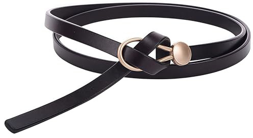 Pandalein Schmaler Taillengürtel für Damen Skinny Belt Frauen Ledergürtel Retro Kleidergürtel Mode Leder Hüftgürtel Verstellbarer Dünner Gürtel für Kleider Jeans Mantel