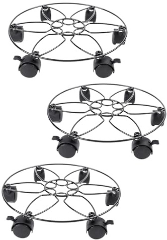 Rulli per piante con ruote, supporto per piante con ruote, 3 pallet in metallo resistente con 6 ruote, per vasi da fiori interni ed esterni