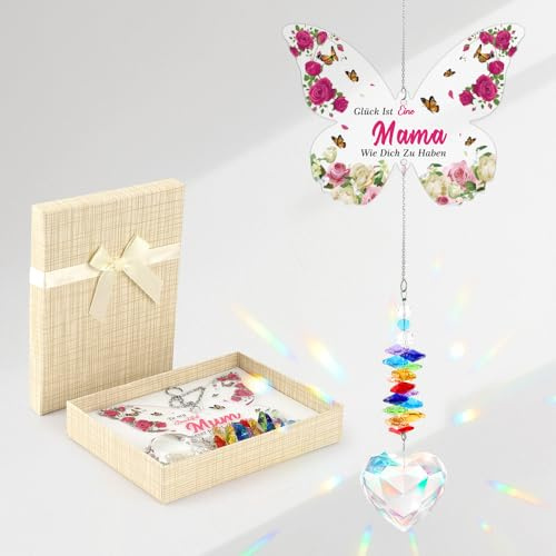 Kristall Sonnenfänger zum Aufhängen am Fenster, Sonnenfänger Deko mit Geschenkbox, Fensterdeko für Zuhause, Geburtstagsgeschenk Weihnachten Frauen (Mutter)