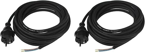 as - Schwabe Bohrmaschinen-Anschlussleitung - 5 m Gummi-Anschlussleitung H07RN-F 2x1,5mm – Konturenstecker mit Leitung – Adapter-Kabel mit Aderendhülsen – Baustellen & Gewerbe – IP44 - Schwarz, 70558
