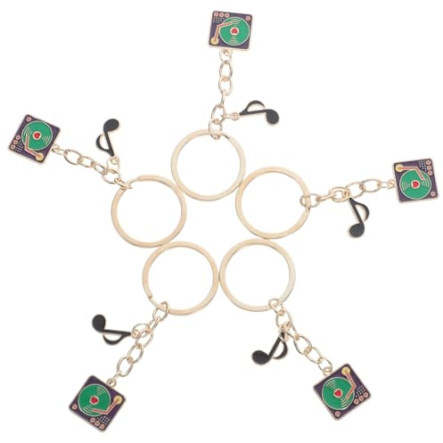 COLLBATH 5 Stück-pack Schlüsselanhänger Musik mit Soundeffekten aus Zinklegierung Retro Design Fein Poliert als Partygeschenk für Damen und Herren mit Rucksack und Tasche