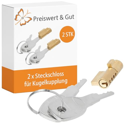 2 STK Robustes Anhängerschloss Kugelkupplung Metall 21,4 x 7 mm Set | Anhänger Zubehör mit 2 Schlössern und je 2 Schlüsseln, für PKW-Anhänger, werkzeuglos als Diebstahlsicherung