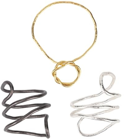 3st Böjbart Ormhalsband, Justerbar Flexibel Snodd Kedja Oändlig Ögla Multifunktionellt Armband och Choker Trendiga Smycken Accessoarer för Kvinnor Halloween (Guld, Silver, Svart)