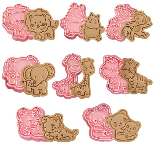 8PCS Animals Cookie Cutter,Animals Biscuit Stamps, Cute Cartoon Cookie Mold Used for Making Biscuits, Icing Biscuits, Pastries,Donut, Fondant,Chocolate