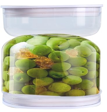 Gurkenglas zum Umdrehen, 14oz Einlegeglas mit Timer Deckel, Luftdichtes Sanduhr Gurkenglas für Saft Separator von Nassen und Trockenen, Essiggurken Behälter für Gurken, Oliven, Kimchi und Jalapenos