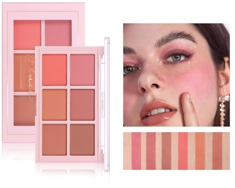 Palette di 6 colori di fard - Cipria leggera per guance naturalmente arrossate, a prova di sbavature e altamente pigmentata | Trucco quotidiano, feste, viaggi | Tutti i tipi di carnagione,#2