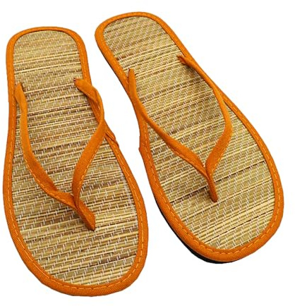 ZTFYKLIN Chanclas Doradas Mujer Novedad De Verano, Hierba Ratán para Mujer, Japonés con Uso Exterior, Sandalia Arrastre, Fondo, Arrastre (Orange, 39) Zapatos Tacon Plataforma Sandalias Esparto
