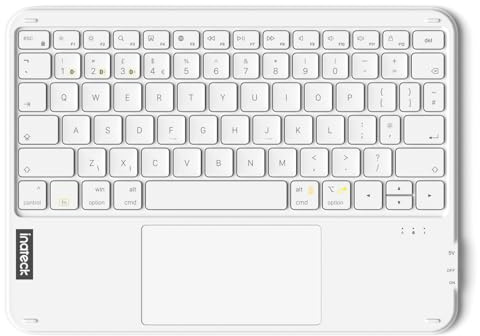 Inateck Tablet Bluetooth Keyboard with Touchpad,Ultralight 228g | Ultra Slim Wireless Keyboard with Trackpad, Bluetooth 5.3 For iPad/Windows/Tablet/Laptop/PC,White