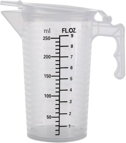 1 tasse à mesurer transparente de 250 ml avec couvercle, tasse à mesurer en plastique avec poignée pour la cuisson, la poudre, le liquide, mesurer et mélanger