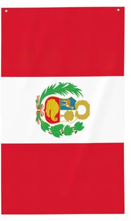Bandera de Perú impresa de 5 x 3 pies, bandera decorativa de una sola cara para celebración del día nacional de la cultura al aire libre