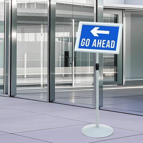 LoogCape Soporte para póster, plateado, 33 x 33 x 126 cm, PVC, acero ajustable, para interior y exterior, expositor
