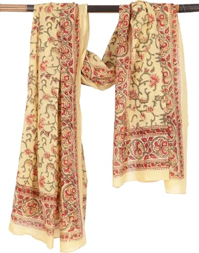 GURU SHOP Leichter Pareo Schal, Sarong, Handbedrucktes Baumwolltuch - rot Kombination 26, Herren/Damen, 175x110 cm