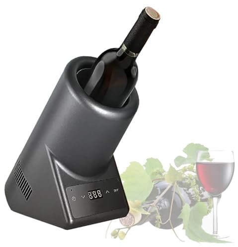 Electric Wine Chiller, Single Bottle Wine Cooler in Stainless Steel, Iceless Wine Bottle Chiller, Rapid Beverage, Champagne, Drink Chiller, 5°C-18°C/41°F-64°F,Black