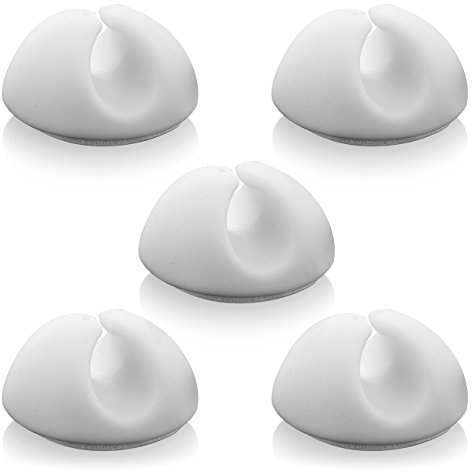 deleyCON 5x Serre-Câbles Support de Câble Gestion des Câbles Fixation de Câble Organisateur de Câble pour Câbles Jusqu'à 8mm Serre-Câbles Fixation de Câbles Gestion des Câbles Blanc