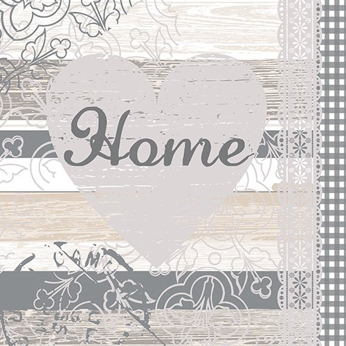 20 Servietten Daheim mit Herz/Home/Schrift 33x33cm