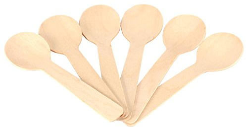 Cuillères à Soupe en Bois Naturel Lot de 100 - Petite Cuillère Portable 10 x 3cm pour Desserts Glaces Yaourts Soup