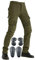 VNFOX Pantalones de motocicleta, versátiles y duraderos para hombres y mujeres, pantalones de equitación con almohadillas Kenn y armadura de cadera, Verde, L