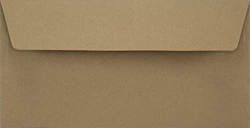 Netuno 100 Briefhüllen Kraftpapier Natur-Braun DIN lang 11x22 cm hochwertig | 100g Naturpapier · stilvolle robuste edle sandbraune Umschläge für Hochzeit, Einladungen, Grußkarten & Weihnachten