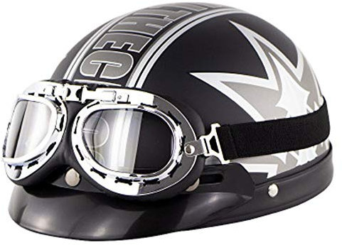 ZLYJ Retro Casco de Moto, Casco Jet de Media Incluye Visera Extraíble, Concha de Motocicleta para Mujer y Hombre, Carcasa del Casco, Dot/ECE Homologado