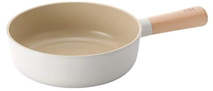 FIKA 7 inch Mini Stir Fry Wok with Wooden Handle, Induction Compatible Cookware for All Stovetops, Kitchen Essential Ceramic Coating Skillet, Healthy Cooking Omelet Frying Pan, Made in Korea (18cm)