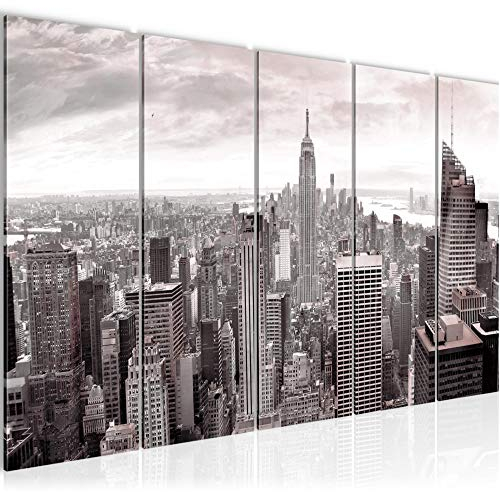 Runa Art Bild New York Skyline Wandbilder auf Vlies Leinwand 5 Teilig Wanddekoration Wohnzimmer Büro 010256b