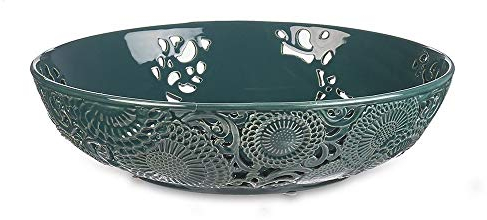 COPPA CENTROTAVOLA IN PORCELLANA PETROLIO KYOTO DIAM.35 H.9 D17677