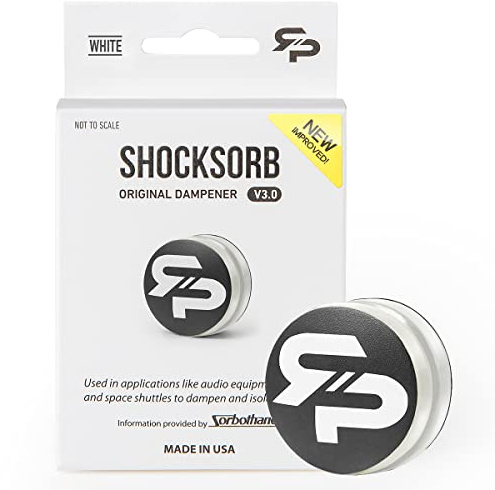 RTP Tennis Racket Vibration Dampener - ShockSorb White Original V3 The Only Dampener Made for Pain Relief - Handcrafted with Patented Material Sorbothane Made in USA - 1 Pack Limited Warranty