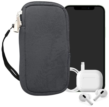 kwmobile Handytasche für Smartphones L - 6,5 - Neopren Handy Hülle Blaugrau - Handy Tasche 16,5 x 8,9 cm Innenmaße