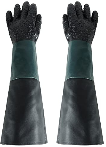 ATPEAM Rubber Sandblasting Gloves - 23.6 Heavy Duty Gloves for Abrasive Blasting and Sandblast Cabinets