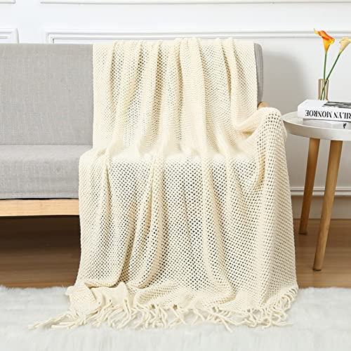 LumiSyne Manta De Punto con Borlas Transpirable Mantas Celulares Estilo Nórdica Comoda Suave Cubresofa Cubrecama Plaid Manta Decorativa para Sofá Cama Silla