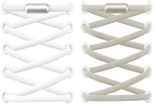 RJ-Sport 2 Paar Rund Elastische Schnürsenkel | Schnellschnürsystem für Einzigartigen Komfort und Starken Halt - mit Metallkapseln ohne binden
