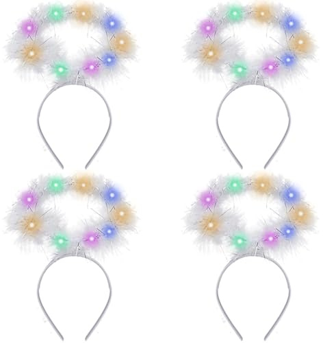 Hifot 4 Stück Engel Haarreif LED Heiligenschein Engel Engel Kostüm Accessoire Led Lichter Haarreifen Haarschmuck für Erwachsene Weihnachten Halloween Karneval