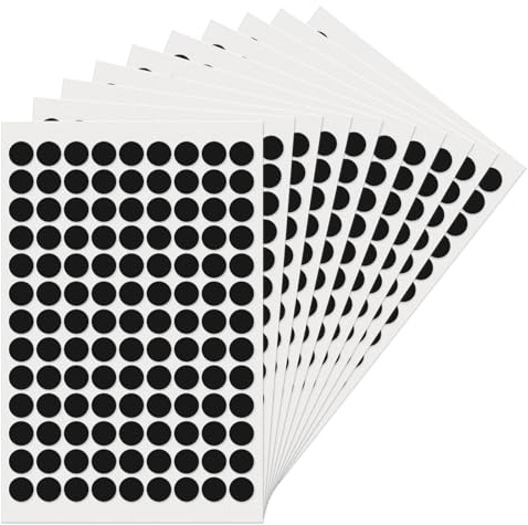 YIKIADA 1170 Stück Schwarz Runde 13 mm Punktaufkleber Selbstklebende Markierungspunkte Wasserdicht Klebepunkte Aufkleber Kleine Farbkodierung Etiketten