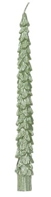 Lot de 2 bougies coniques paraffine en forme de sapin de Noël - 25 cm - Pour Noël - Menthe