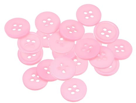 QUARKZMAN 20 Stück Knöpfe 15mm Bastelknöpfe Rosa Nähknöpfe Harz Rund Flach 4-Loch Kunststoffknöpfe für Nähen DIY Handwerk Scrapbooking Dekorieren Kleidung Mänteln Blusen Hemden