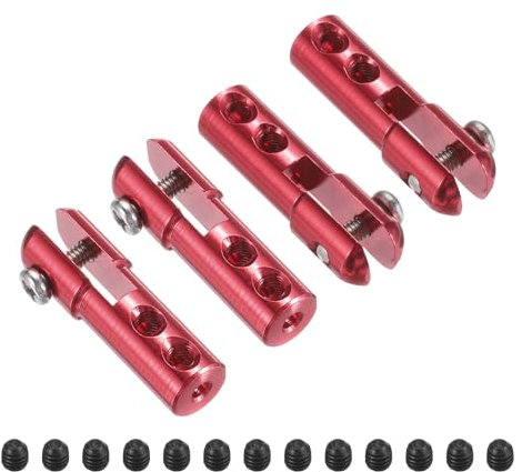 QUARKZMAN 4 Stück Metall-Clevis M2 Gewinde Aluminiumlegierung Clevis Servo Horn Zugstange Chuck Verbinder mit Schrauben für RC Flugzeug Auto Hubschrauber Modell Ersatzteile, Rot