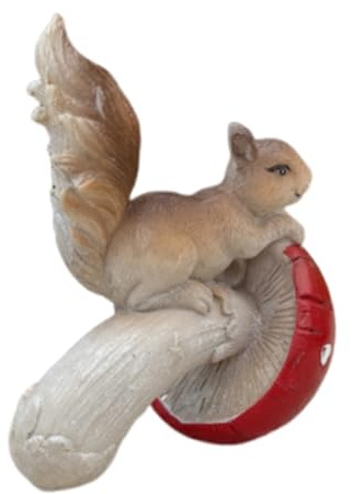 Yardenfun Adorable Squirrel Mushroom Statue Resin Gartenfigur Für Bonsai Balkon Und Feengarten Wetterfestes Deko-Element Für Innen Und Außen