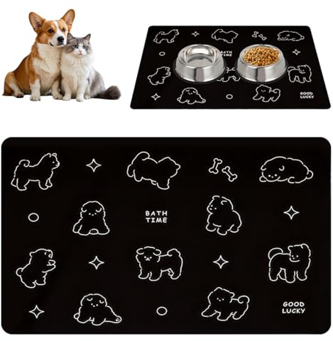 Napfunterlage Hunde und Katze, 60x40 cm | Super Saugfähig, Schnelltrocknend, Kieselgur, Anti-Rutsch, Wasserdicht