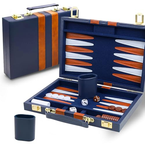 Lohofrnny Backgammon set, klassiskt Backgammonspel för 2 spelare (18 tum, marinblå)