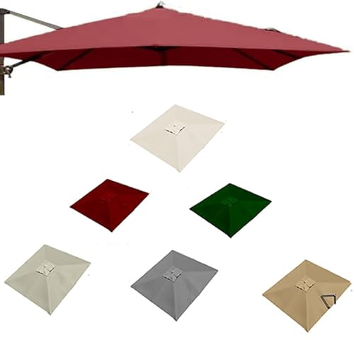 ZYXQQJ Telo di Ricambio per Offset/Ombrello 250 300 400cm Copertura di Ricambio per Ombrellone da Mercato Esterno 8 Stecche, Verde/Kaki/Bordeaux/Beige(Burgundy,4x3m/13x9.8ft)