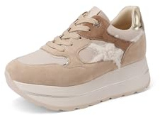 QUEEN HELENA Scarpe da Ginnastica Platform Sneakers Alte Donna X33-18 (Beige, Sistema Taglie Calzature EU, Adulto, Donna, Numero, Media, 37)